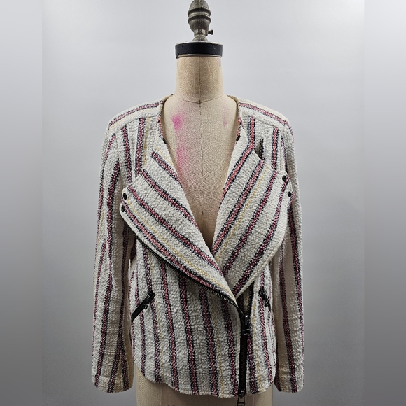 Veronica Beard MARA Striped Tweed Moto Zippered Jacket  Size 8  Retailed @ 650. - Picture 3 of 12